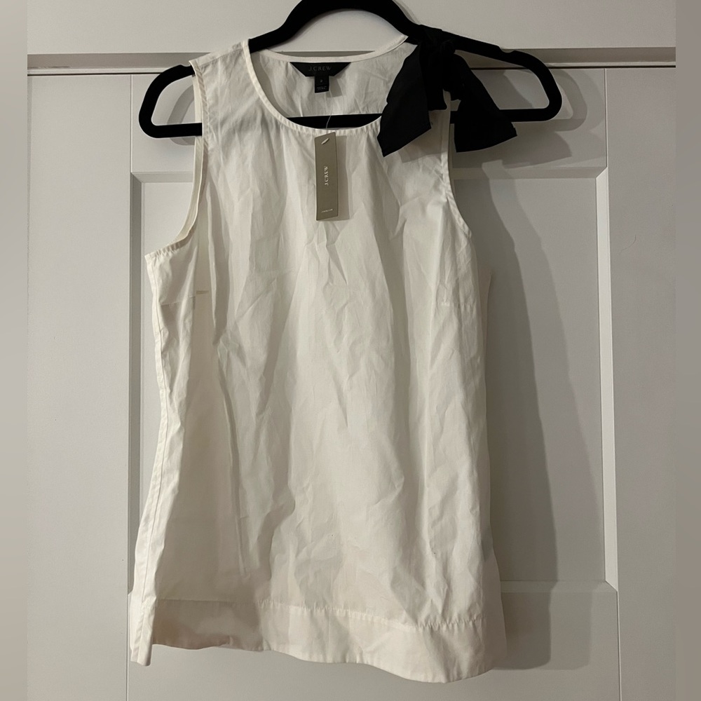 JCrew White with Black Bow Tank, NWT, 2